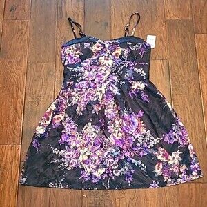 💰 NWT Charlotte Russe black floral sleeveless party dress size Large